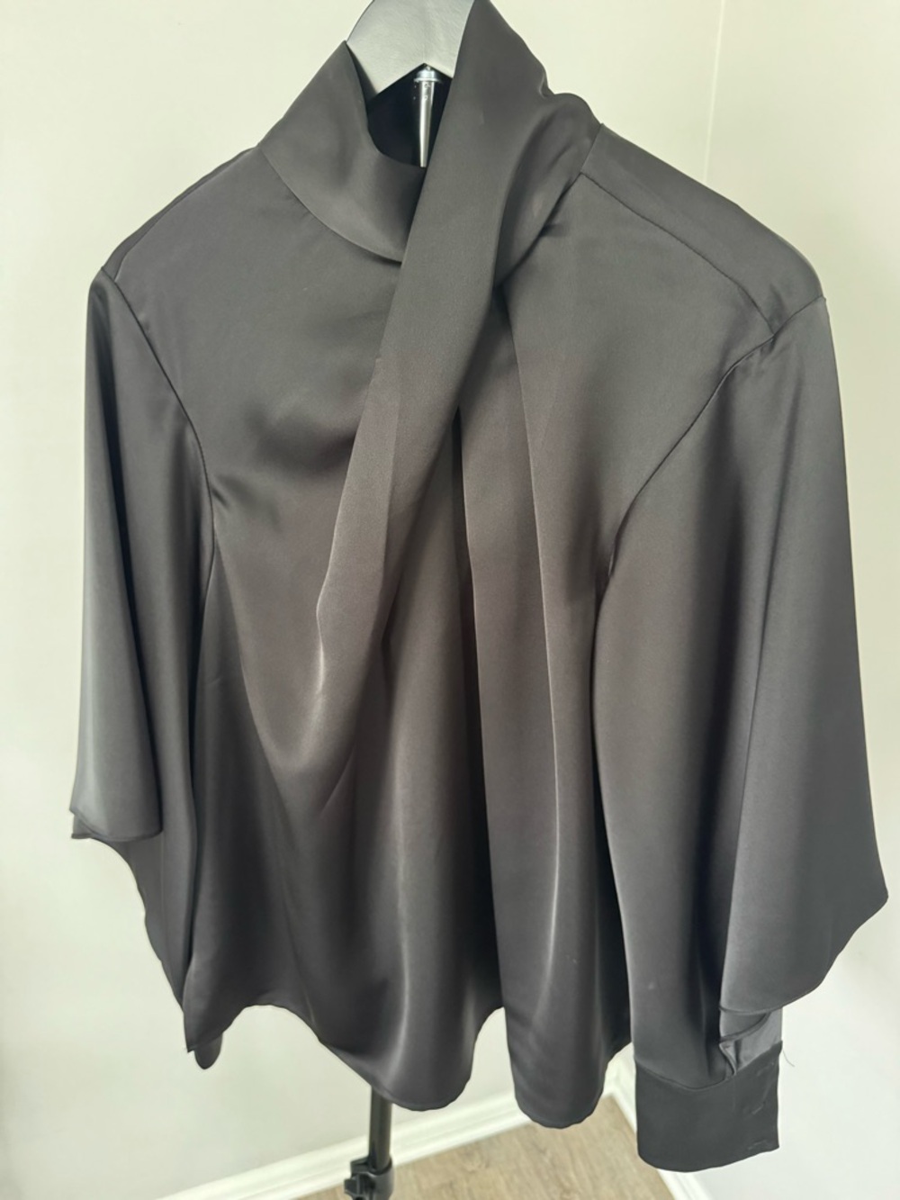 Eloquii Black Satin Cross Neck blouse